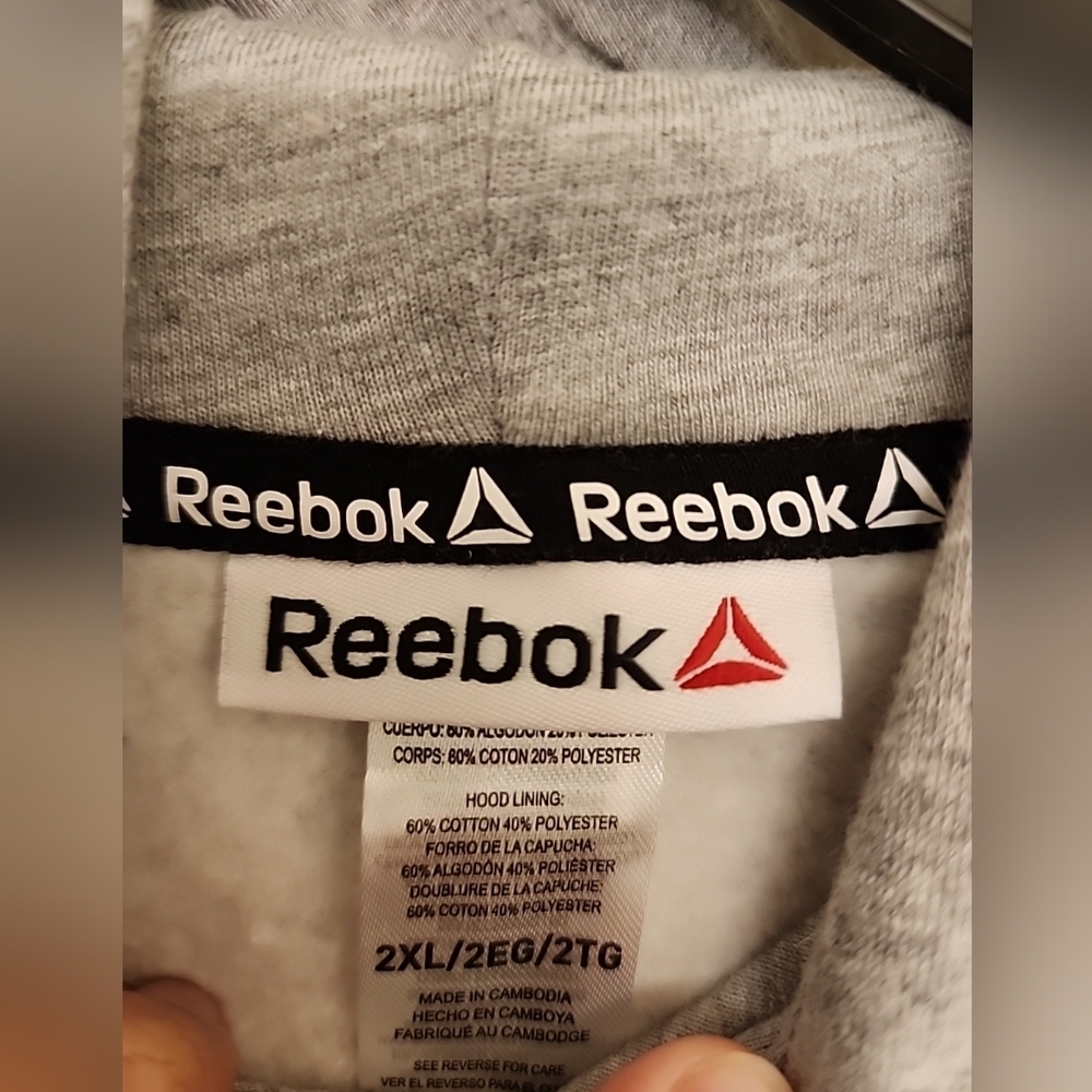 Reebok Men's Classic Delta Logo Hoodie Size 2XL Relaxed Fit Grey Heather NWT - Picture 4 of 9